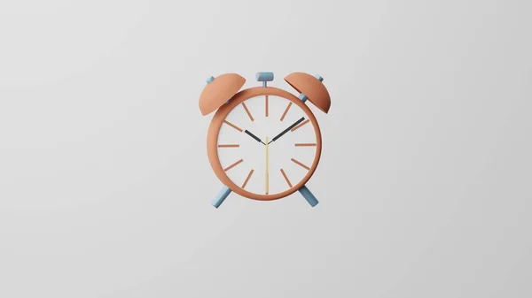 Minimalizm Alarm Saati, saat emojisi, zaman sembolü. Beyaz arka planda. 3d hazırlayıcı