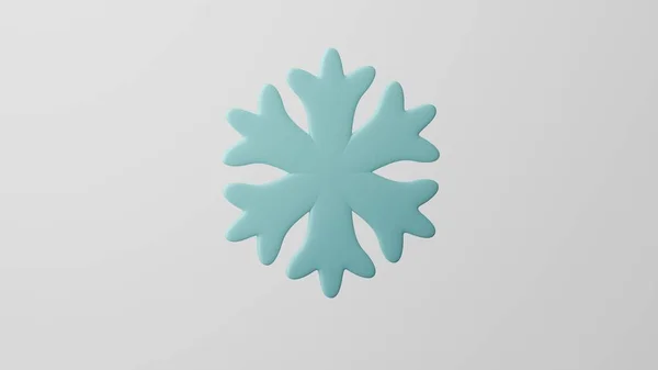 极简主义雪片 雪的情感 冬天的象征 背景为白色 3D渲染 — 图库照片