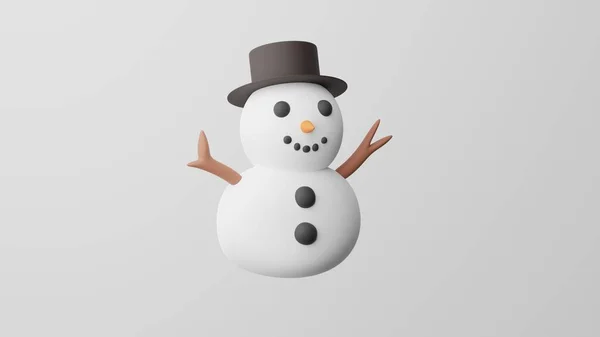 Minimalisme Sneeuwman Sneeuwvrouw Emoji Wintersymbool Witte Achtergrond Renderen — Stockfoto