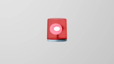 Minimalizm Polisi Devrimci Arabalar, Siren emojisi, Acil Servis sembolü. Beyaz arka planda. 3d hazırlayıcı