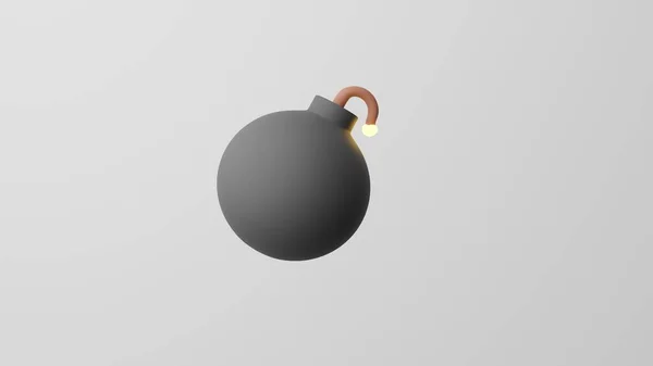 Minimalizm bombası, patlayıcı emoji, sigorta sembolü. Beyaz arka planda izole edilmiş. 3d hazırlayıcı