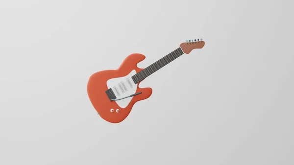 Minimalizm Gitarı, elektro gitar emojisi, konser gitar sembolü. Beyaz arka planda izole edilmiş. 3d hazırlayıcı