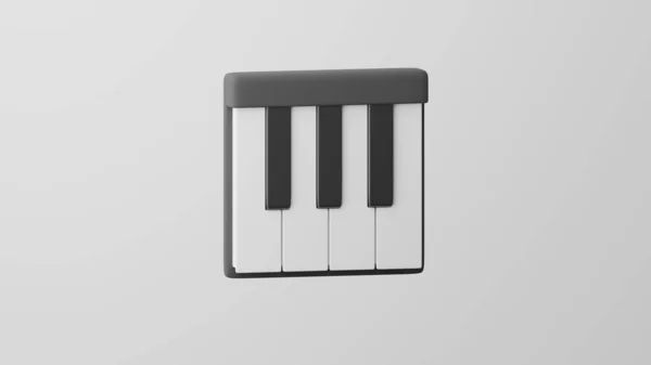 Minimalism Musical Keyboard, piano, emoji, keys symbol. Isolated on white background. 3d render