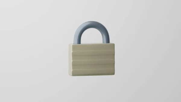 Minimalizm Kilidi, şifre emojisi, asma kilit sembolü. Beyaz arka planda izole edilmiş. 3d hazırlayıcı
