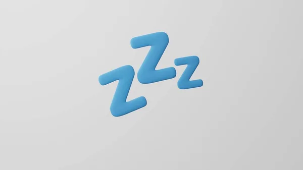 Minimalizm uykusu, ZZZ emojisi, Uyuyan Sembol. Beyaz arka planda izole edilmiş. 3d oluşturma