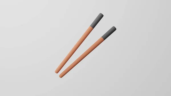 Minimalizm çubukları, tahta çubuklar sembolü. Beyaz arka planda izole edilmiş. 3d oluşturma