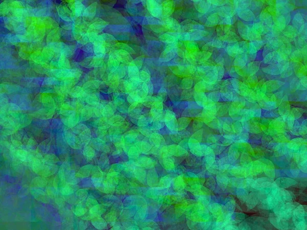 Abstract Background Design - Green Leaves Different Shades Placed on Each Other. Chromatic Aberration And Deepness Effects