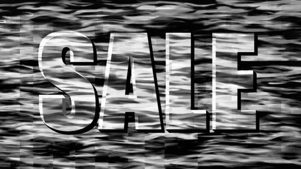 Word Sale 3D Effect  On Wavy Patchy Background. Template For Online Shops. Water Shimmering Texture. Balck And White Colors