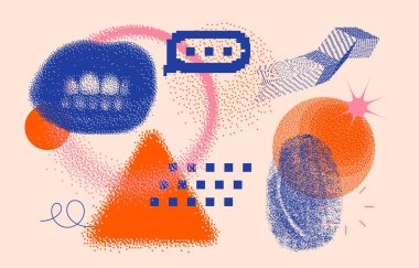 Evrensel eğilim dokulu geometrik şekiller parlak ve kalın elementlerle yan yana dizilmiştir. Dergi, broşür, reklam panosu, satış için tasarım nesneleri