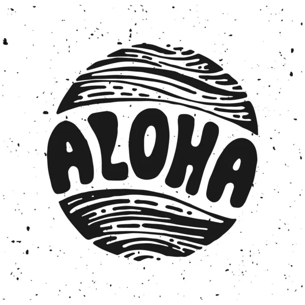 Aloha Surfing Lettering Vector Calligraphy Illustration Hawaiian Handmade Tropical Exotic — Διανυσματικό Αρχείο