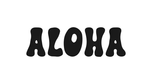 Aloha Surfing Lettering Vector Calligraphy Illustration Hawaiian Handmade Tropical Exotic — Stock vektor