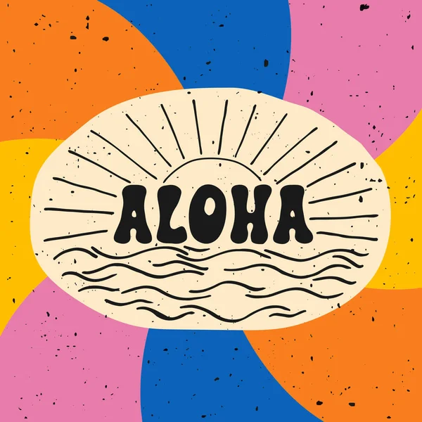 Aloha Surfing Bokstäver Vektor Kalligrafi Illustration Hawaiian Handgjorda Tropiska Exotiska — Stock vektor