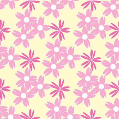 Vektör sarı arka plan beyaz kiraz ağacı çiçekleri ve kiraz çiçeği Sakura çiçekleri. Arkaplan, vektör illüstrasyonlu kusursuz desen arkaplanı.