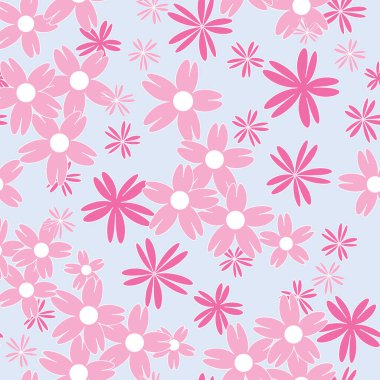 Vektör mavi arka plan beyaz kiraz ağacı çiçekleri ve kiraz çiçeği Sakura çiçekleri. Arkaplan, vektör illüstrasyonlu kusursuz desen arkaplanı.