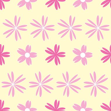Vektör sarı arka plan beyaz kiraz ağacı çiçekleri ve kiraz çiçeği Sakura çiçekleri. Arkaplan, vektör illüstrasyonlu kusursuz desen arkaplanı.