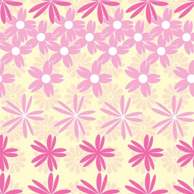 Vektör sarı arka plan beyaz kiraz ağacı çiçekleri ve kiraz çiçeği Sakura çiçekleri. Arkaplan, vektör illüstrasyonlu kusursuz desen arkaplanı.