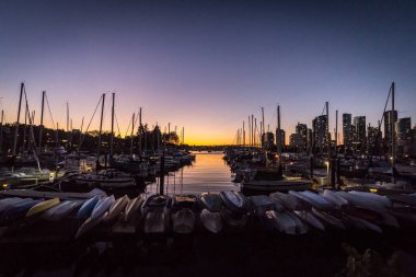 Günbatımı Vancouver su cephesi Güzel 