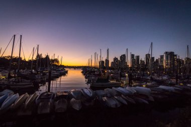 Günbatımı Vancouver su cephesi Güzel 