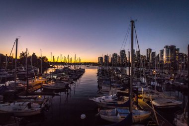 Günbatımı Vancouver su cephesi Güzel 