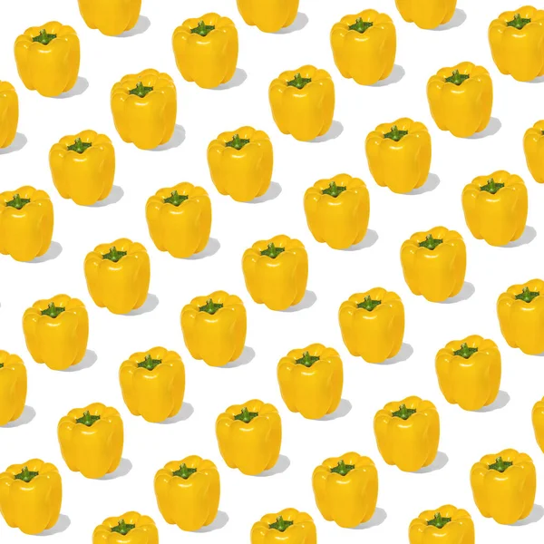 Целые Желтые Паприки Белом Фоне Бесшовный Рисунок Горизонтальный Состав Минимальная — стоковое фото