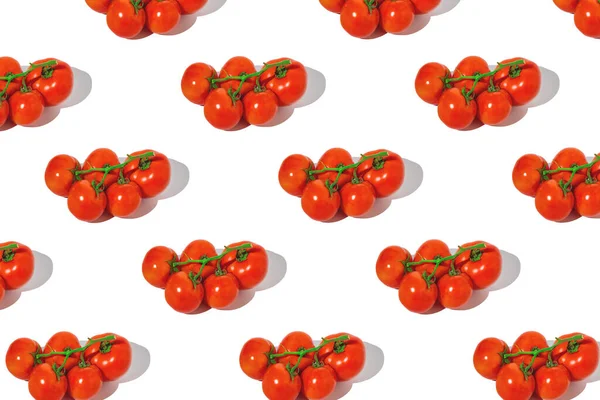 Tomato Branches White Background Seamles Pattern Flat Lay Horizontal Composition — Stock Photo, Image