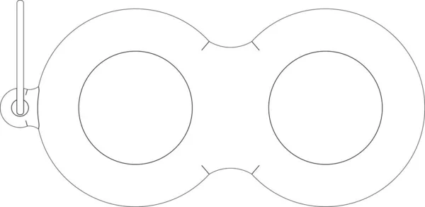 Einfaches Grübchen-Double. 3Schwarz-Weiß-Bild. — Stockvektor