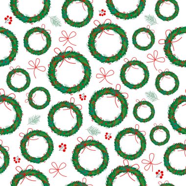 Noel çelengi deseni. Yeni yıl ve Noel çelengi.