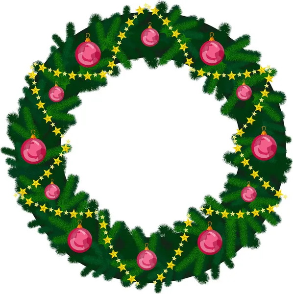Branches Arbre Noël Avec Des Décorations Des Ballons Guirlande Sapin — Image vectorielle