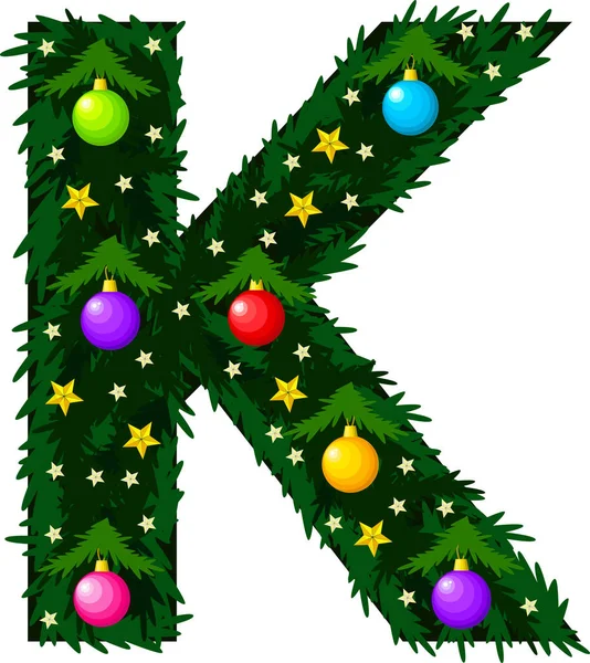 Letter Winter Alfabet Het Lettertype Gemaakt Vorm Van Een Kerstboom — Stockvector