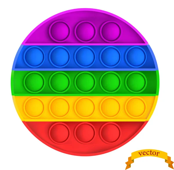 Heldere Grappige Pop Een Popit Fidget Touch Speelgoed Regenboog Pop — Stockvector