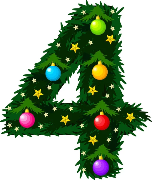 Négyes. A karácsonyi ábécé és számok kialakítása. — Stock Vector