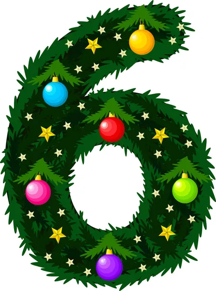 Νούμερο 6. Σχεδιασμός του Χριστουγεννιάτικου αλφαβήτου και των αριθμών. — Διανυσματικό Αρχείο