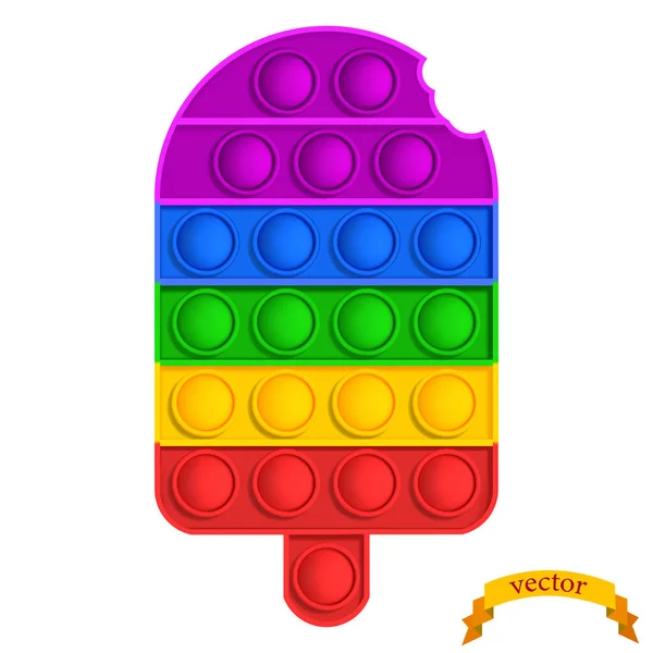 Regenbogenspielzeug Anti-Stress Eis am Stiel. Pop it, Simple Dimple — Stockvektor