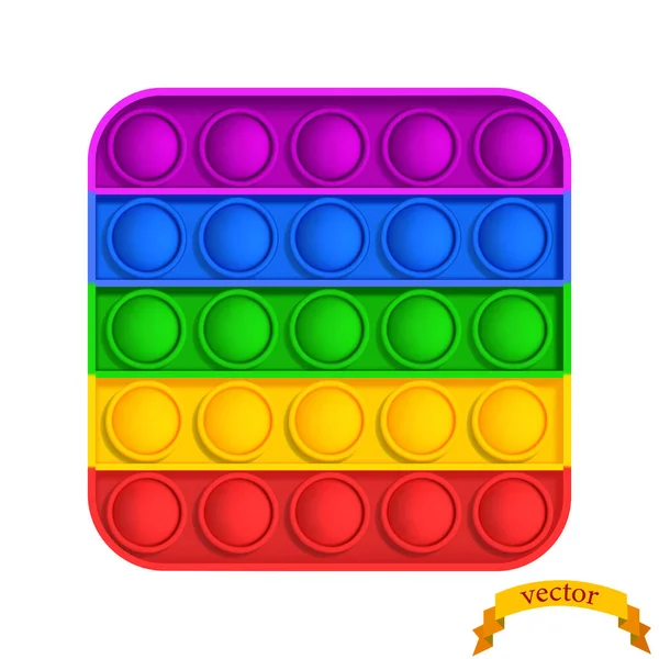 Pop it popit ist ein zappeliges Kinder-Sinnesspielzeug in Form eines Quadrats. — Stockvektor
