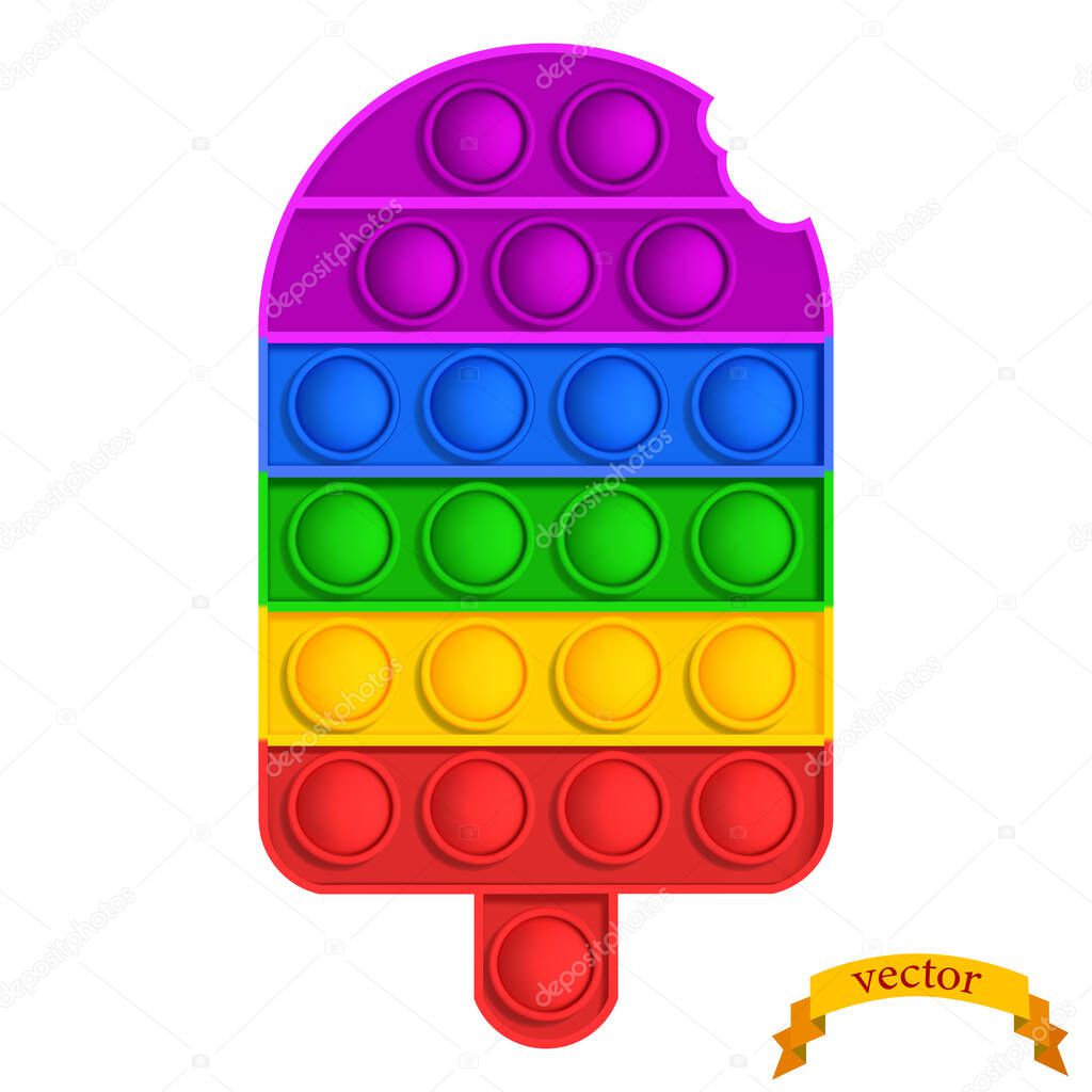 Rainbow toy anti-stress popsicle ice cream. Pop it, Simple Dimple