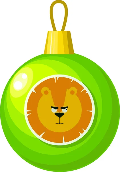 Árbol de Navidad bola verde con un patrón de león. — Archivo Imágenes Vectoriales