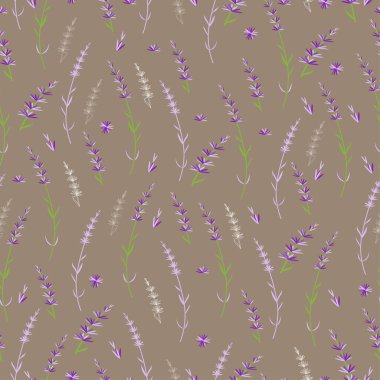 Lavantalı kusursuz desen. Vektör çizimi. Çiçekler..