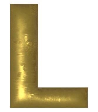 Altın alfabe harfi izole edildi. L harfi..