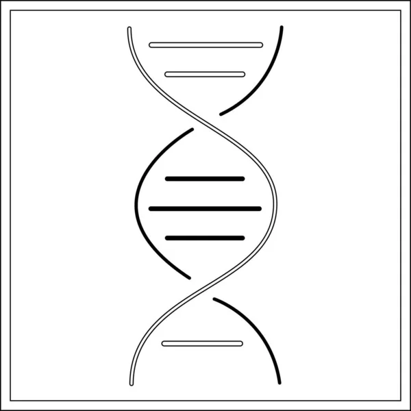 DNA icon in a flat design on a white background, black silhouette. — Stock Vector