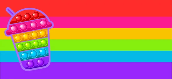 Helder naadloos patroon met een speelgoedglas op een regenboog achtergrond. — Stockvector