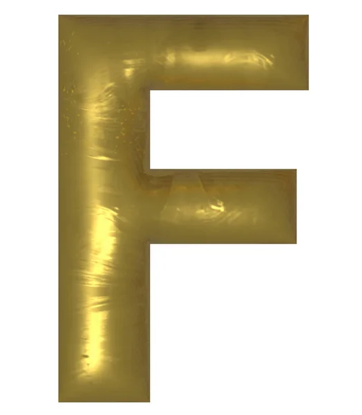 Altın alfabe harfi izole edildi. F harfi.. — Stok Vektör