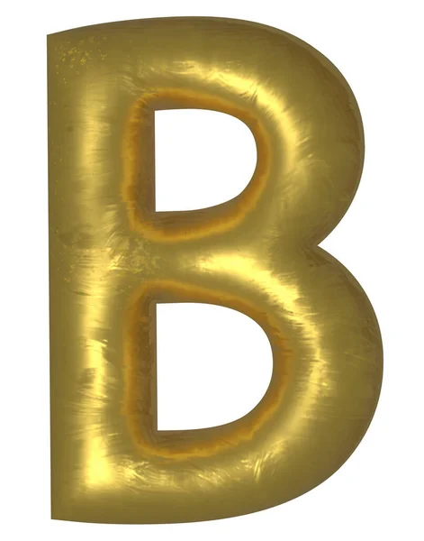 Altın alfabe harfi izole edildi. B harfi.. — Stok Vektör