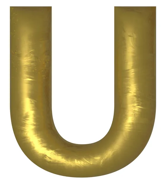 Золотая буква алфавита изолирована. Буква U. — стоковый вектор