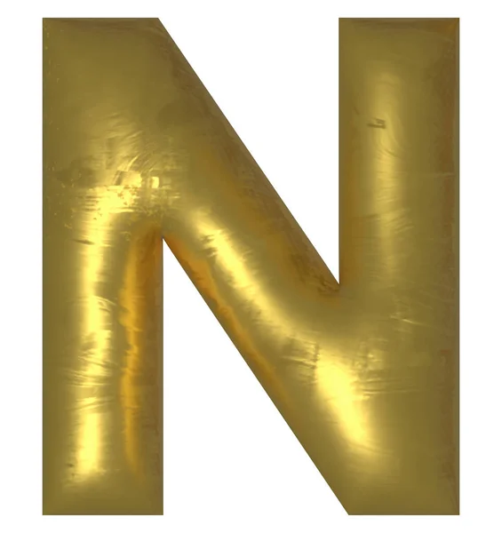 Złota litera alfabetu odizolowana. Litera N. — Wektor stockowy