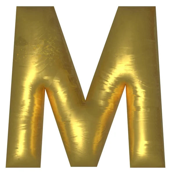 Altın alfabe harfi izole edildi. M harfi.. — Stok Vektör