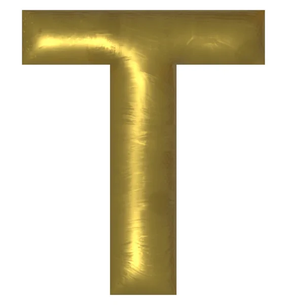 Altın alfabe harfi izole edildi. T harfi.. — Stok Vektör