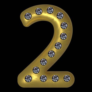 Değerli taşlarla işlenmiş altın bir mektup. Altın alfabe. Vektör illüstrasyonu