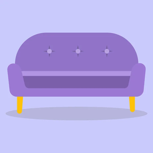 Плоская векторная иллюстрация фиолетового дивана. — стоковый вектор