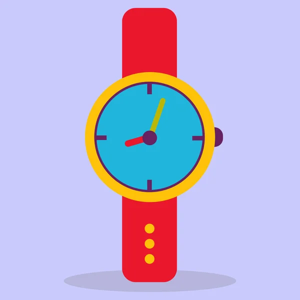 気をつけて。赤いストラップ付きの機械式腕時計. — ストックベクタ