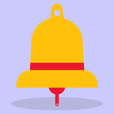 Zil ikonu. Kırmızı zilli sarı bir zil. Görüntü düz bir şekilde yapılır. Vektör çizimi. Bir dizi iş simgesi.